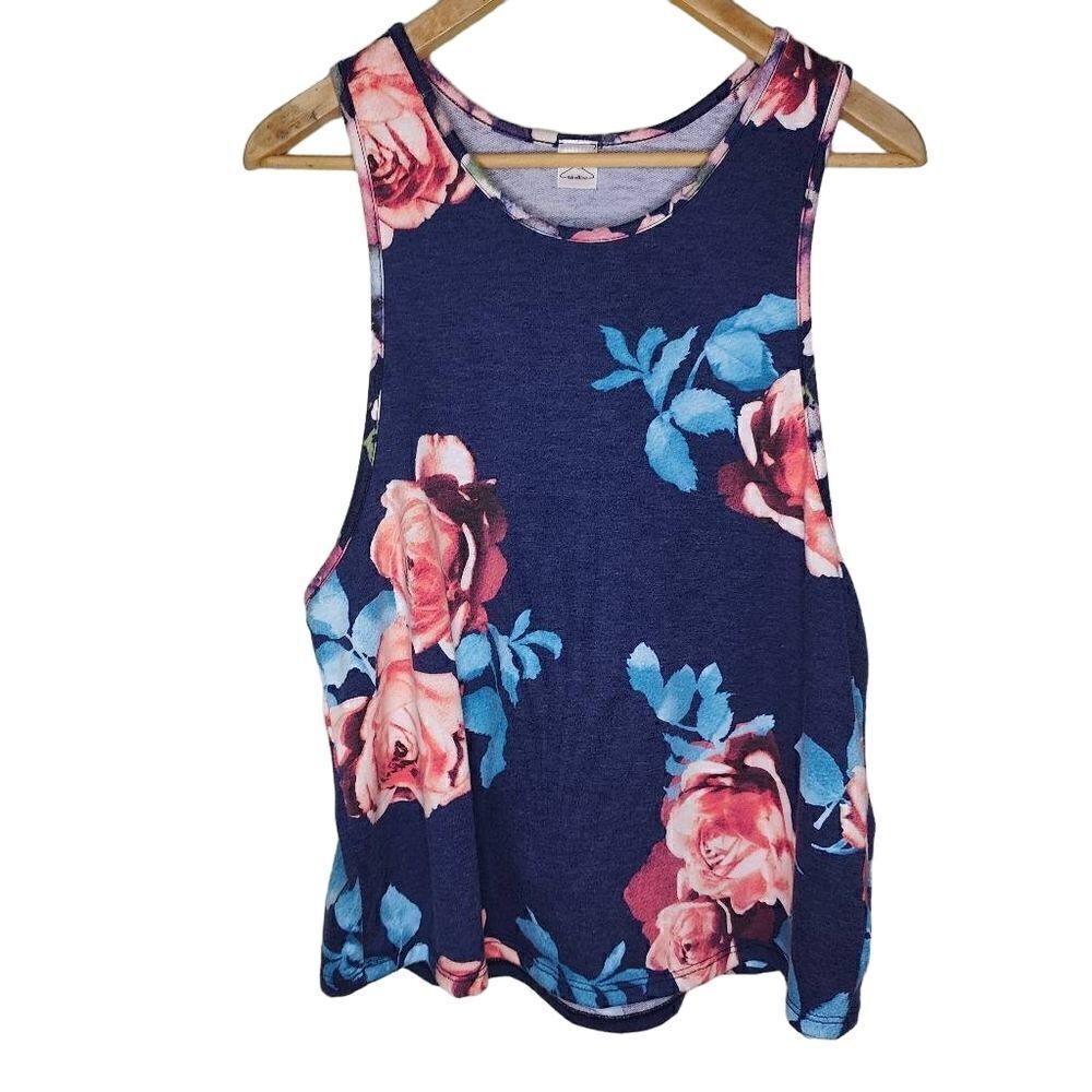 Fashionomics Distressed Ripped Back Floral Tank Top